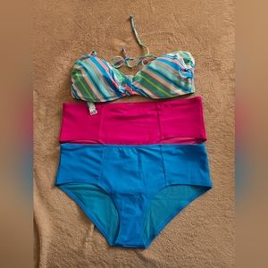 Aerie 3pc Swimming Suit. Size XL. Color Blue, Pink, Multiple.
